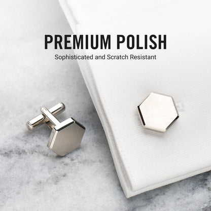 Tie Bar & Cufflinks Kit - Platinum
